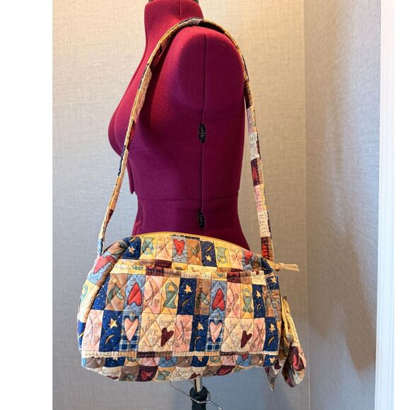 Larenda California Handbags - NWT Larenda Quilted Patchwork Purse Sunglasses Case Set Heart Folkart Grannycore